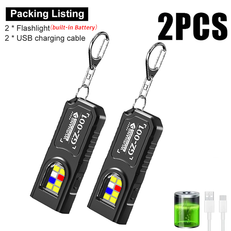 Keychain Flashlight - مصباح يدوي متعدد الوظائف قابل لإعادة