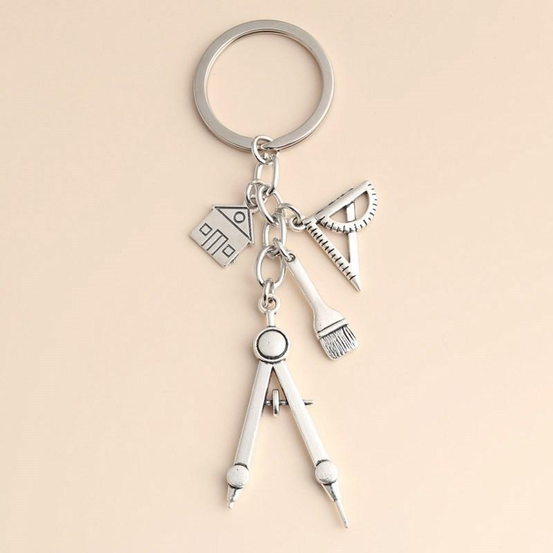 Compass Keychain Mini - مسطرة فضية متعددة الوظائف على شكل