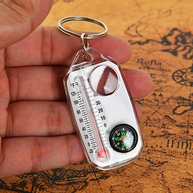 Compass Keychain Mini - بوصلة سلسلة مفاتيح 3 في 1