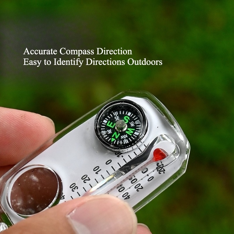 Compass Keychain Mini - بوصلة نجاة محمولة للاستخدام الخارجي، بوصلة