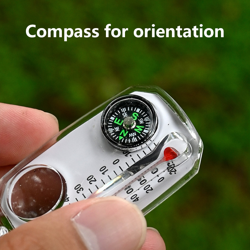 بوصلة ومقياس حرارة وعدسة مكبرة - مراجعة Compass Keychain Mini وسعره